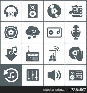 Set of icons music. A vector illustration