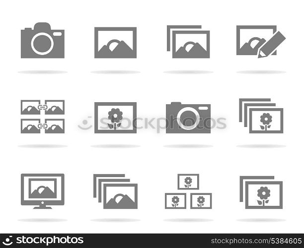 Set of icons of a photo. A vector illustration