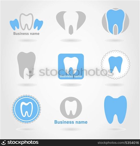 Set of icons of a teeth. A vector illustration