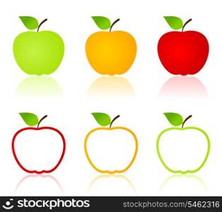 Set of icons of apples. A vector illustration. Apple icons