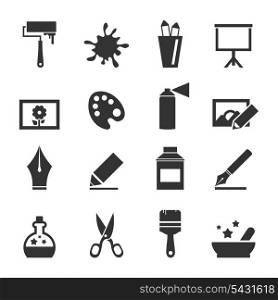 Set of icons of art. A vector illustration