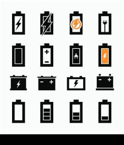 Set of icons of batteries. A vector illustration
