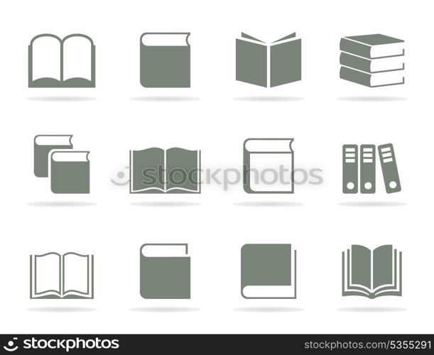 Set of icons of books. A vector illustration