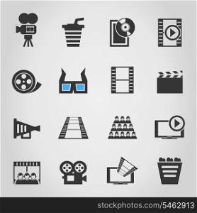 Set of icons of cinema. A vector illustration