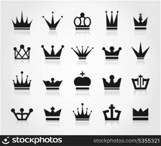 Set of icons of crowns. A vector illustration