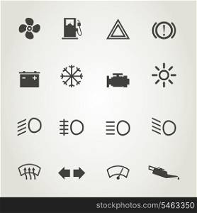 Set of icons of devices of the car. A vector illustration
