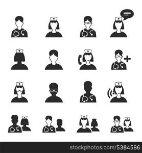 Set of icons of doctors. A vector illustration