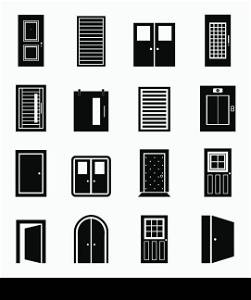 Set of icons of doors. A vector illustration