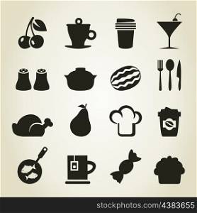 Set of icons of food. A vector illustration