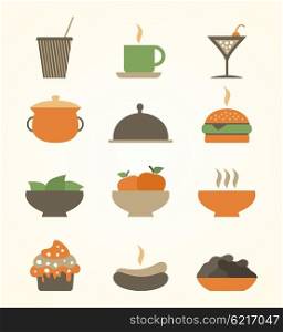 Set of icons of food. Vector illustration