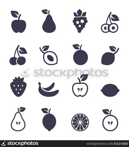 Set of icons of fruit. A vector illustration