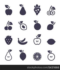 Set of icons of fruit. A vector illustration