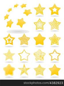 Set of icons of gold stars. A vector illustration