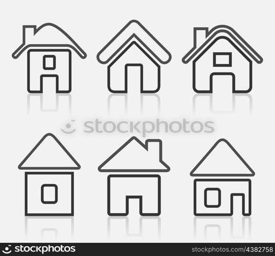 Set of icons of houses. A vector illustration