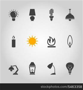 Set of icons of light. A vector illustration