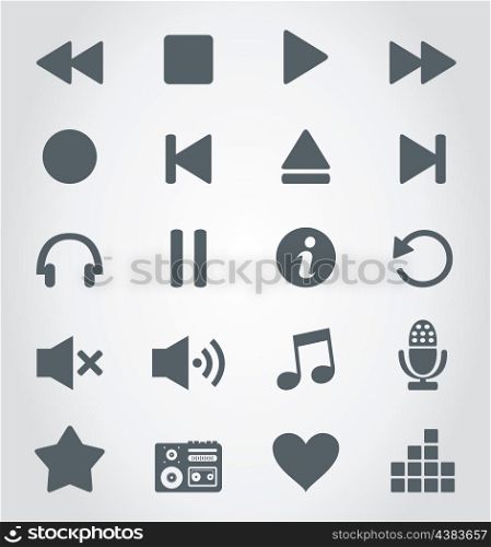 Set of icons of media. A vector illustration