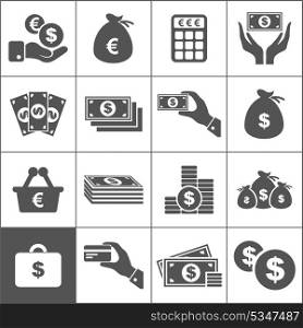 Set of icons of money. A vector illustration
