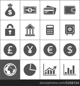 Set of icons of money. A vector illustration
