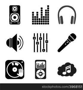Set of icons of Music theme. Simple black style. Set of icons of Music theme. Simple black