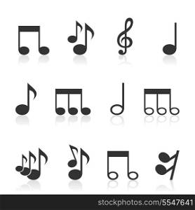 Set of icons of musical notes for design