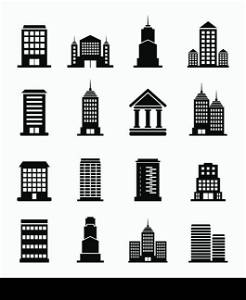 Set of icons of office buildings. A vector illustration