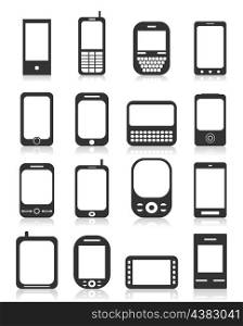 Set of icons of phone. A vector illustration