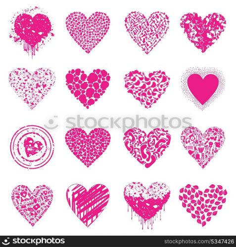 Set of icons of Pink hearts. A vector illustration