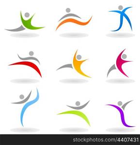 Set of icons of sportsmen of people. A vector illustration
