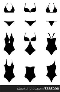 Set of icons of swimming suits