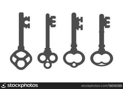 set of icons of the old key. Vector simple design