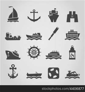 Set of icons of the ships. A vector illustration