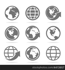 Set of icons of the world. A vector illustration