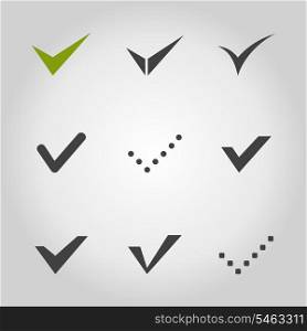 Set of icons of ticks. A vector illustration