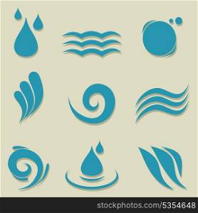Set of icons of water for design. A vector illustration