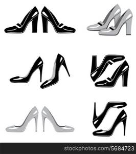 Set of icons of women&rsquo;s shoes