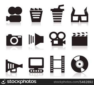 Set of icons on a cinema theme. A vector illustration