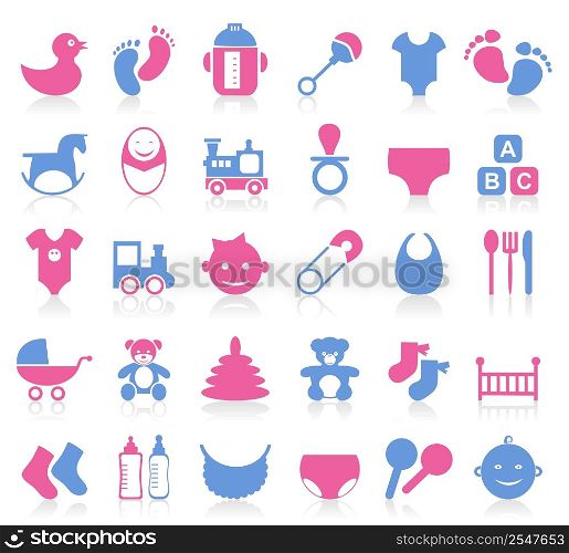 Set of icons on a theme baby. A vector illustration