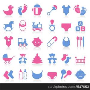 Set of icons on a theme baby. A vector illustration