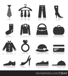 Set of icons on a theme clothes. A vector illustration