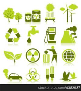 Set of icons on a theme ecology. A vector illustration