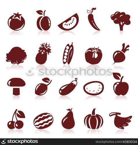 Set of icons on a theme fruit. A vector illustration