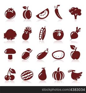 Set of icons on a theme fruit. A vector illustration