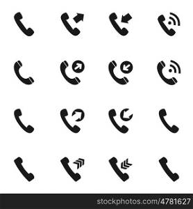 Set of icons on a theme handset. Vector illustration