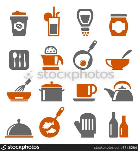 Set of icons on a theme kitchen. A vector illustration
