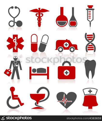 Set of icons on a theme medicine. A vector illustration