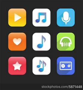 Set of icons on a theme music. Vector illustration