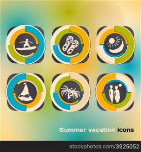 Set of icons on a theme of summer holidays by the sea