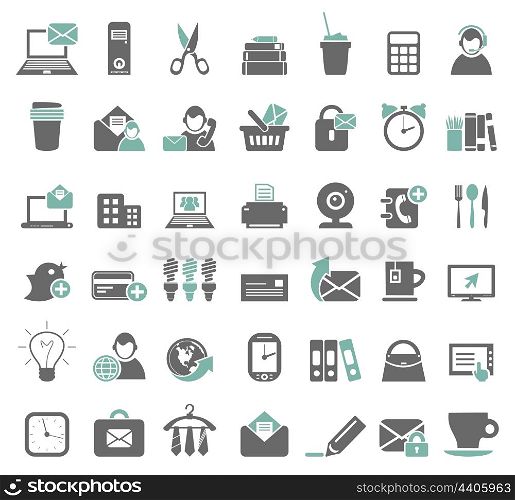 Set of icons on a theme office. A vector illustration