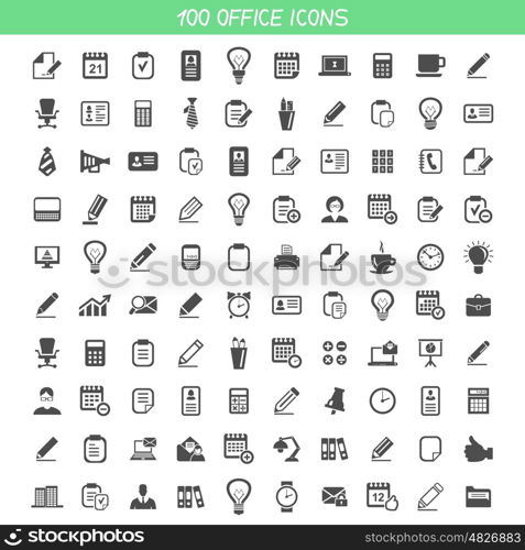 Set of icons on a theme office. A vector illustration