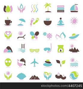 Set of icons on a theme spa. A vector illustration